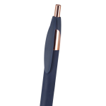 Pen van gerecycled aluminium met roségouden details en blauwe inkt