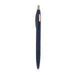 Pen van gerecycled aluminium met roségouden details en blauwe inkt