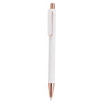 Pen van gerecycled aluminium met roségouden details en blauwe inkt kleur wit  negende weergave