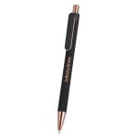 Pen van gerecycled aluminium met roségouden details en blauwe inkt
