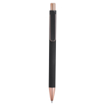 Pen van gerecycled aluminium met roségouden details en blauwe inkt