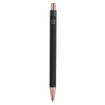 Pen van gerecycled aluminium met roségouden details en blauwe inkt