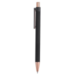 Pen van gerecycled aluminium met roségouden details en blauwe inkt