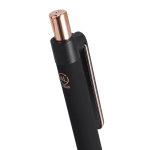 Pen van gerecycled aluminium met roségouden details en blauwe inkt