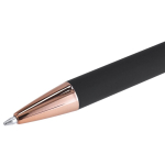 Pen van gerecycled aluminium met roségouden details en blauwe inkt