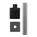 Aromadiffuser van zwart glas met 5 vezelstaafjes 200ml