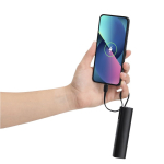Powerbank van gerecycled aluminium met vaste USB-C-kabel 5.000mAh