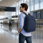 Uitbreidbare rugzak van polyester en PU voor laptop tot 15''