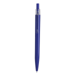 Plastic drukpen met transparante clip en blauwe inkt