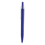 Plastic drukpen met transparante clip en blauwe inkt