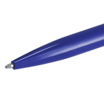 Plastic drukpen met transparante clip en blauwe inkt