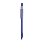 Plastic drukpen met transparante clip en blauwe inkt