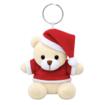 Pluchen sleutelhanger met beer in kerstpak en kerstmuts kleur rood  negende weergave