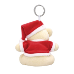 Pluchen sleutelhanger met beer in kerstpak en kerstmuts