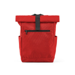 Rolltoprugzak van gerecycled plastic voor 15,6''-laptop kleur rood vooraanzicht