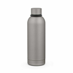Thermosfles van gerecycled RVS met siliconen handgreep 490 ml kleur zilver achter weergave
