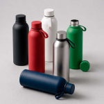 Thermosfles van gerecycled RVS met siliconen handgreep 490 ml