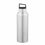 Thermosfles van gerecycled roestvrij staal met draaggreep 2 L kleur zilver vooraanzicht