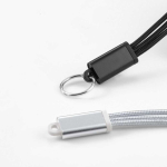 3-in-1-snellaadkabel met aluminium sleutelhanger 10 W gedetailleerde weergave