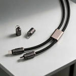 USB-C-laadkabel met zinklegering en verstelbaar telefoonkoord 60 W kleur zwart sfeerweegave