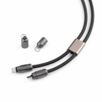 USB-C-laadkabel met zinklegering en verstelbaar telefoonkoord 60 W kleur zwart gedetailleerde weergave