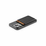 Magnetische kaarthouder voor mobiel van kunstleer met clip kleur zwart gedetailleerde weergave