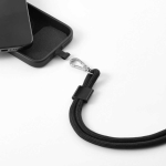 Universeel verstelbaar telefoonkoord van gerecycled polyester kleur zwart tweede weergave