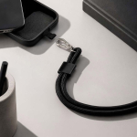 Universeel verstelbaar telefoonkoord van gerecycled polyester kleur zwart sfeerweegave