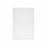 Gelinieerd A5-notitieboek met zachte kaft en zijspiraal kleur wit vooraanzicht