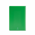Gelinieerd A5-notitieboek met zachte kaft en zijspiraal kleur groen achter weergave