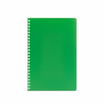 Gelinieerd A5-notitieboek met zachte kaft en zijspiraal kleur groen vooraanzicht