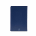Gelinieerd A5-notitieboek met zachte kaft en zijspiraal kleur marineblauw achter weergave
