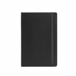 Gelinieerd A5-notitieboek met zachte kaft van gerecycled kunstleer kleur zwart vooraanzicht