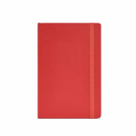 Gelinieerd A5-notitieboek met zachte kaft van gerecycled kunstleer kleur rood vooraanzicht