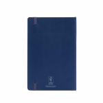 Gelinieerd A5-notitieboek met zachte kaft van gerecycled kunstleer kleur marineblauw achter weergave
