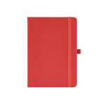 Gelinieerd A5-notitieboek van gerecycled kunstleer met elastiek kleur rood vooraanzicht