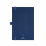 Gelinieerd eco A5-notitieboek met harde kaft en binnenvak kleur marineblauw achter weergave