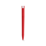 Pen van gerecycled kunststof met grote clip en blauwe inkt kleur rood achter weergave