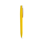 Pen van gerecycled kunststof met grote clip en blauwe inkt kleur geel tweede weergave