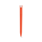 Pen van gerecycled kunststof met grote clip en blauwe inkt kleur oranje achter weergave