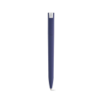 Pen van gerecycled kunststof met grote clip en blauwe inkt kleur marineblauw achter weergave