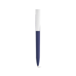 Pen van gerecycled kunststof met grote clip en blauwe inkt kleur marineblauw vooraanzicht