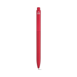 Pen van gerecycled plastic met versterkte clip en blauwe inkt kleur rood achter weergave