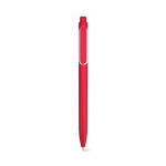Pen van gerecycled plastic met versterkte clip en blauwe inkt kleur rood vooraanzicht
