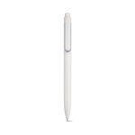 Pen van gerecycled plastic met versterkte clip en blauwe inkt kleur wit vooraanzicht