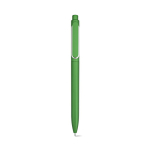 Pen van gerecycled plastic met versterkte clip en blauwe inkt kleur groen vooraanzicht