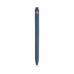 Pen van gerecycled plastic met versterkte clip en blauwe inkt kleur marineblauw achter weergave