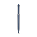Pen van gerecycled plastic met versterkte clip en blauwe inkt kleur marineblauw vooraanzicht