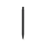 Pen van gerecycled aluminium met rubberen afwerking en blauwe inkt kleur zwart vooraanzicht