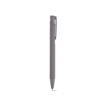 Pen van gerecycled aluminium met rubberen afwerking en blauwe inkt kleur grijs tweede weergave